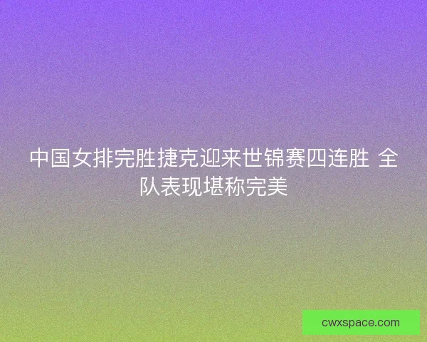 中国女排完胜捷克迎来世锦赛四连胜 全队表现堪称完美