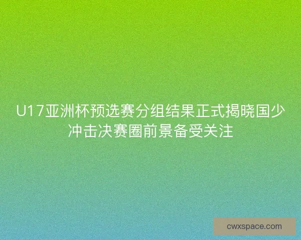 U17亚洲杯预选赛分组结果正式揭晓国少冲击决赛圈前景备受关注
