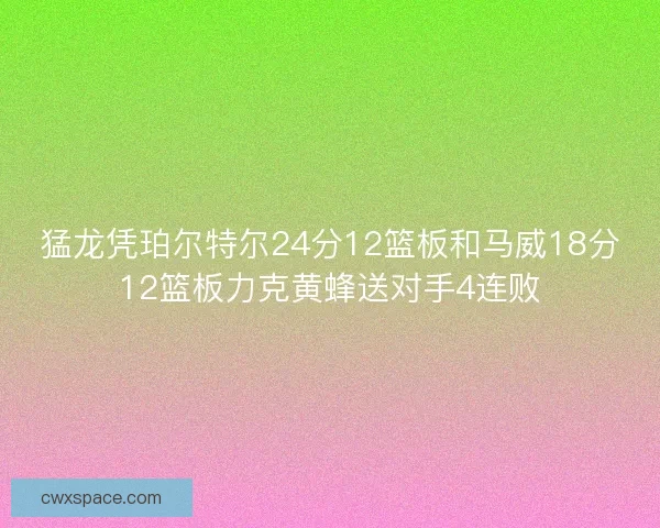 猛龙凭珀尔特尔24分12篮板和马威18分12篮板力克黄蜂送对手4连败
